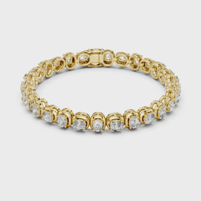 Gold Oval Diamond Tennis Bracelet – Bezel Set Luxury