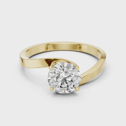 Minimalist Yellow Gold Lab Grown Diamond Solitaire Ring