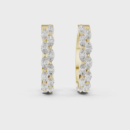 Luxury Marquise Diamond Hoop Earrings in Yellow Gold