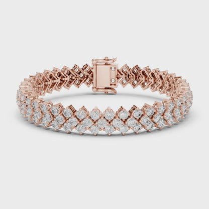 Round Diamond Cluster Bracelet in Rose Gold