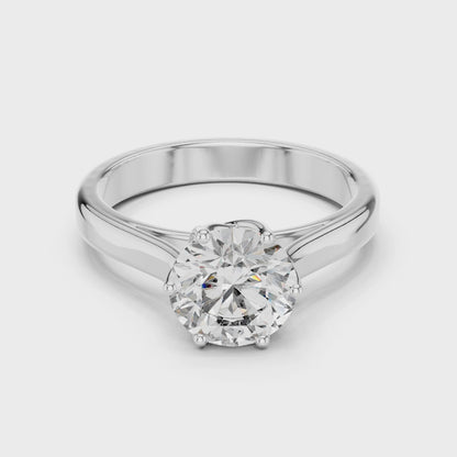 Classic Round Brilliant Solitaire Ring in White Gold | Six-Prong Cathedral Setting