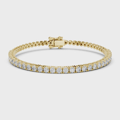 6.5 Pointer Round Diamond Tennis Chain Bracelet in Yellow Gold | Classic Luxury Bracelet