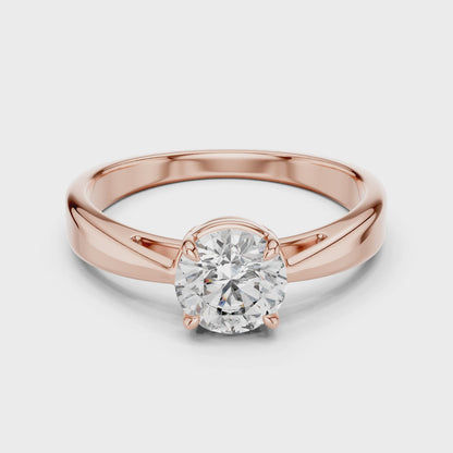 Romantic Round-Cut Diamond Solitaire Ring in 18K Rose Gold
