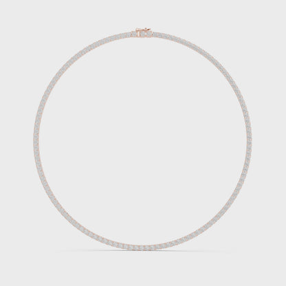 Classic 30 Pointer Round Lab Grown Diamond Tennis Necklace in Rose Gold