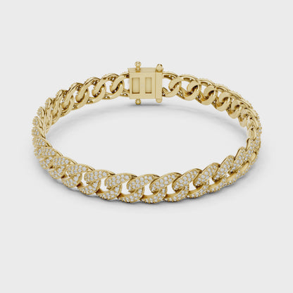 Men's Diamond Cuban Link Bracelet in 14K Yellow Gold