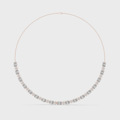 Oval Diamond Tennis Necklace in Gold | Lab-Grown Diamond Necklace for Women