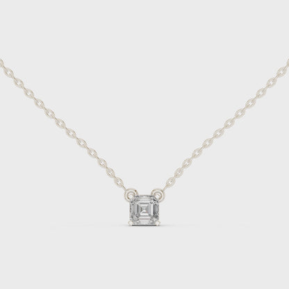 Asscher Cut Solitaire Lab-Grown Diamond Pendant in White Gold