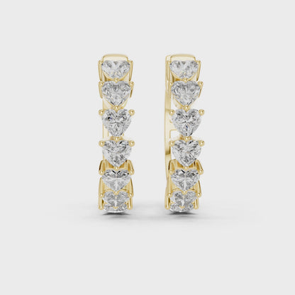 14K Yellow Gold Heart Lab Grown Diamond Hoop Earrings