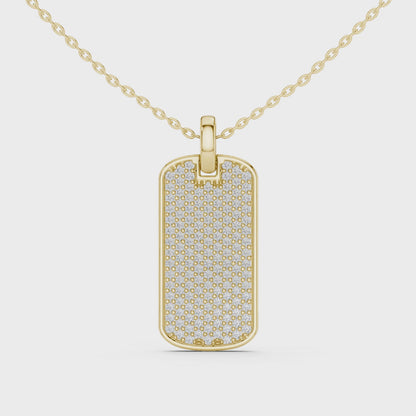Men's Lab-Grown Diamond Dog Tag Pendant in Yellow Gold