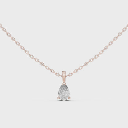 Pear Cut Solitaire Lab Grown Diamond Pendant in Rose Gold