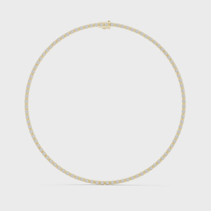 14 Pointer Round Lab Grown Diamond Tennis Necklace in Yellow Gold