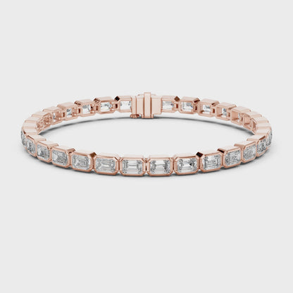 30 Pointer Emerald Cut Diamond Tennis Bracelet in Rose Gold | Luxury Bracelet