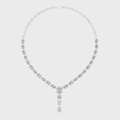 Mixed Shape Diamond Y Necklace in Gold | Lab-Grown Diamond Drop Necklace