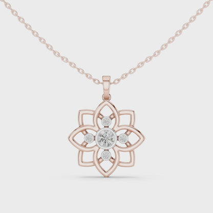 Casual Flower Lab Grown Diamond Pendant in Rose Gold