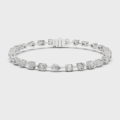 15 Pointer Mixed Shape Lab-Grown Diamond Tennis Bracelet in 14K White Gold