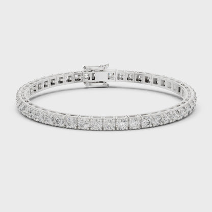 11 Pointer Round Cut Diamond Tennis Bracelet in White Gold | Elegant Luxury Bracelet