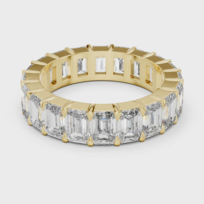 Emerald Cut Lab-Grown Diamond Full Eternity Matching Ring in Yellow Gold