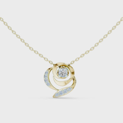 Casual Floral Lab Grown Diamond Pendant in Yellow Gold