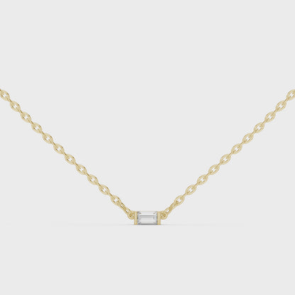 Classic Emerald Cut Lab-Grown Diamond Solitaire Pendant | 14K Yellow Gold