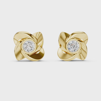Classic Round Solitaire Earrings Crafted in 14K Yellow Gold
