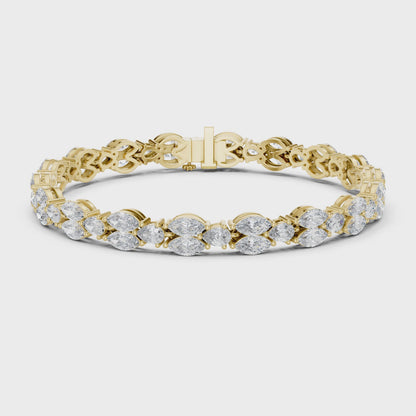 Marquise & Pear Diamond Cluster Tennis Bracelet in 14K Yellow Gold