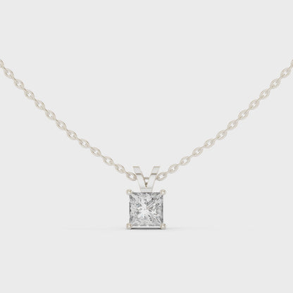 Classic Princess Solitaire Lab Grown Diamond Pendant For Women