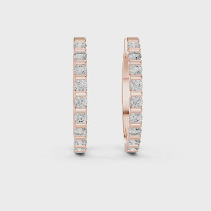 Round Lab Grown Diamond Hoop Earrings in 14K Rose Gold