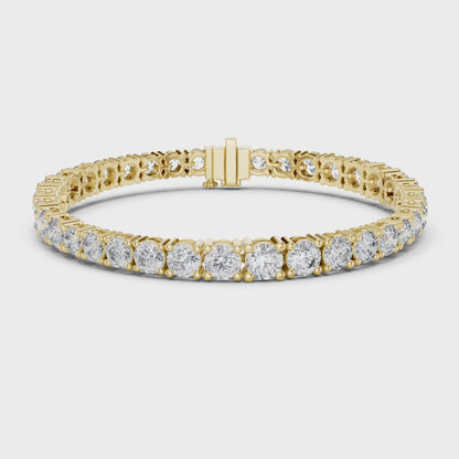 Graduated Round Brilliant Lab Grown Diamond Tennis Bracelet in Yellow Gold