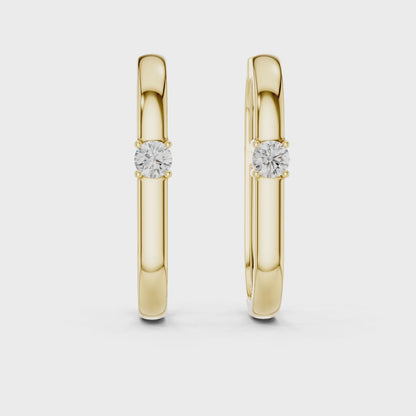 Rose Gold Hoop Earrings with Round-Cut Diamonds