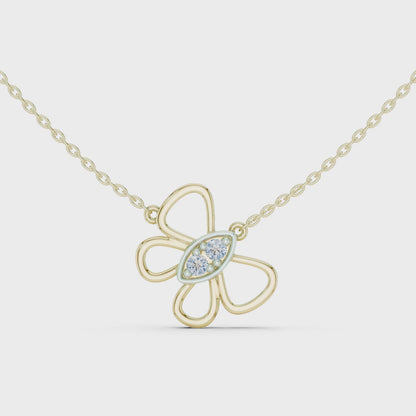 Casual Butterfly Lab Grown Diamond Pendant in Yellow Gold