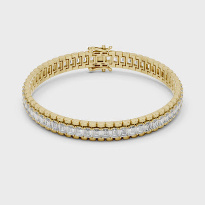 Men's Emerald Cut Diamond Tennis Bracelet in 14K Yellow Gold