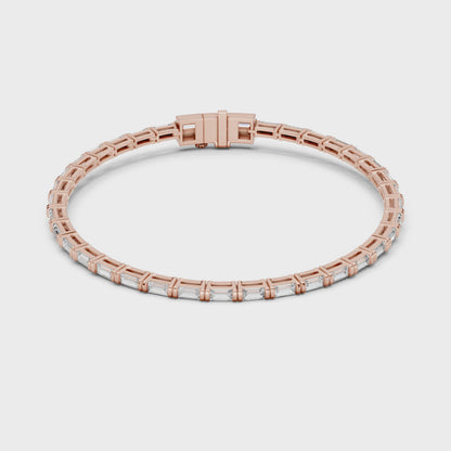Men's Baguette Diamond Tennis Bracelet in 14K Rose Gold